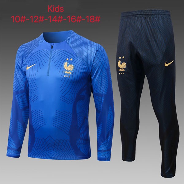 Kinder Trainings-Sweatshirt Frankreich 2023 Blau